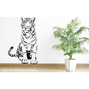 Samolepící dekorace Samolepky na zeď - Sedící tygr - S (32 x 50 cm)