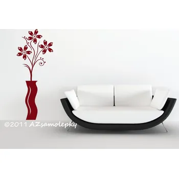Samolepící dekorace Samolepky na zeď - Váza s květinou Ring - L (20 x 50 cm)