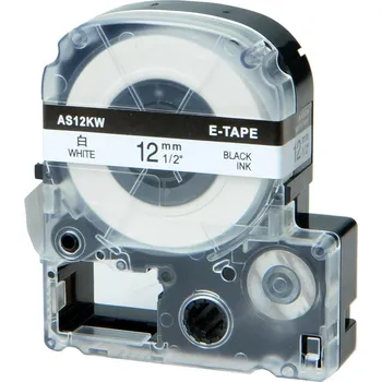 Pásek do tiskárny Epson LK-ST12KW, 12mm x 9m, černý tisk / průhledný podklad, kompatibilní páska