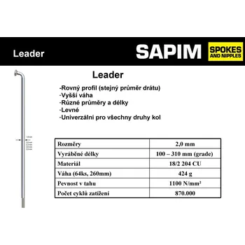 Zapletené kolo Drát SAPIM Leader 250mm stříbrná