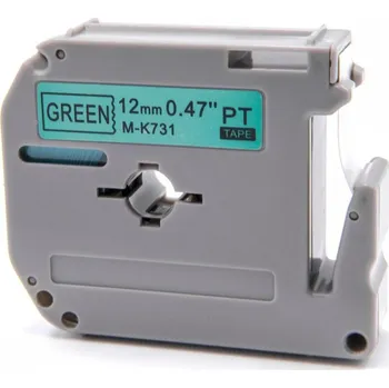 Pásek do tiskárny Kompatibilní páska s Brother MK-731, 12mm x 8m, černý tisk / zelený podklad