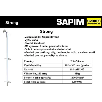Zapletené kolo Drát SAPIM Strong 302mm stříbrná