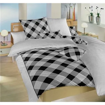 Povlečení Dadka Povlečení bavlna Káro/Linea černá DUO 140x200, 70x90 cm