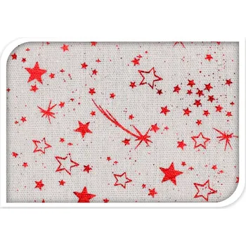 ubrus Home Styling Collection Vánoční ubrus, malé hvězdy, bílé a červené, 140 x 230 cm