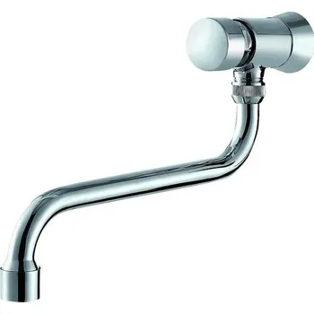 Vodovodní baterie STENO CZ TENDER 15 Výtokový samouzavírací tlačítkový ventil ze zdi s ramínkem "S"20cm, CHROM TR15