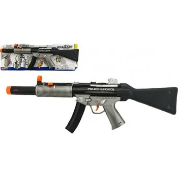 Dětská zbraň Teddies Pistole samopal policie plast na baterie se zvukem se světlem 59 cm