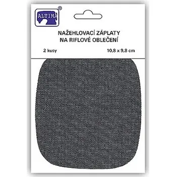 Riflové nažehlovací záplaty tmavě modré, 10,8x9,8 cm, 2ks