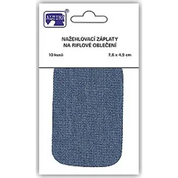 Riflové nažehlovací záplaty středně modré, 7,6x4,9 cm, 10ks
