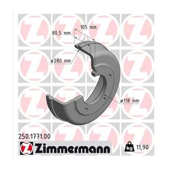 Brzdový buben Zimmermann 250.1771.00