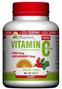 Bio Pharma Vitamín C 1000 mg s šípky 25 mg + bioflovonoidy 34 mg 120 tbl.