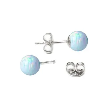 Náušnice Stříbrné náušnice - opálové kuličky 5 mm, bílá