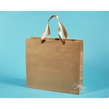 Dárková taška papírové tašky hnědé KVIDO 36x12x33 přírodní HS 110g, stuha, Karton 1 taška