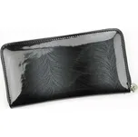 Lesklá celozipová kožená tmavěšedá/černá peněženka Patrizia Piu FF-119