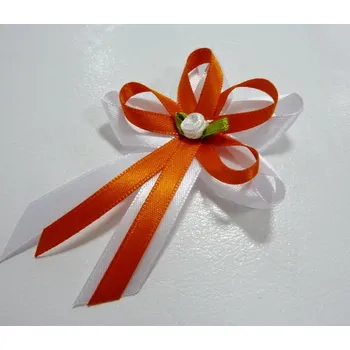 Vývazek velký bílo-oranžový satén