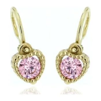Náušnice Zlatnictví U Kostela Dětské zlaté náušnice růžová srdíčka 938R 407028050