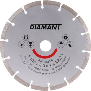 Řezný kotouč LEVIOR 21118 Kotouč diamantový, segmentový, 180mm, 22,2mm