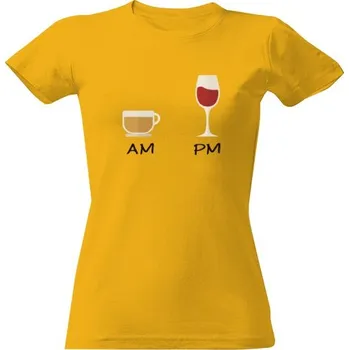 Dámské tričko Tričko s potiskem Dopoledne káva odpoledne víno - barevné dámské
