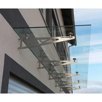 Stříška nad vchodové dveře Celoskleněná stříška STORM Délka (A) x šířka (B): 130 x 80 cm