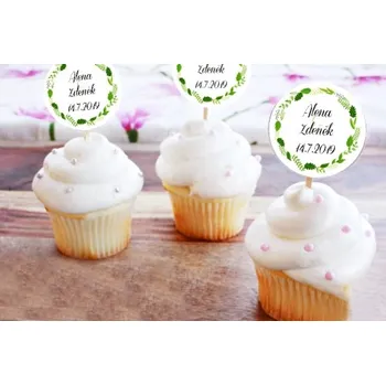 Party dekorace Zápichy do cupcakes - věnec green - 12 ks