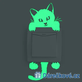 Samolepící dekorace Fosforeskující samolepka nad vypínač Kočka