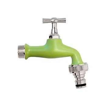 Vodovodní kohout Zahradní ventil sedlový 1/2", zelený, chrom