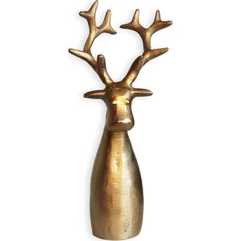 Vánoční dekorace Hlava jelena kov 5,5x7,5x15,5cm zlatá (73240A-3519)
