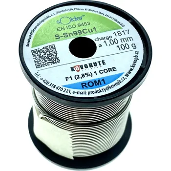 Příslušenství ke svářečce Bezolovnatá pájka Kovohutě Příbram 1.0mm 100g (Sn99Cu1)