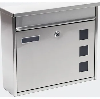 Nerezová poštovní schránka s průhledem 36 x 32 x 11,5 cm