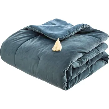 Přehoz na lůžko Atmosphera Přehoz přes postel, Velurová, Měkká deka, barva moře, 75 x 180 cm