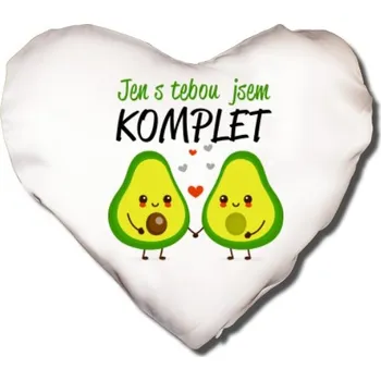 Dekorativní polštářek Polštář SRDCE s potiskem Avokádo love