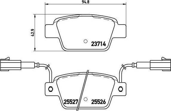 Set Pad Frein Arrière Brembo P 23 093 pour Fiat/ Citroen/ Peugeot