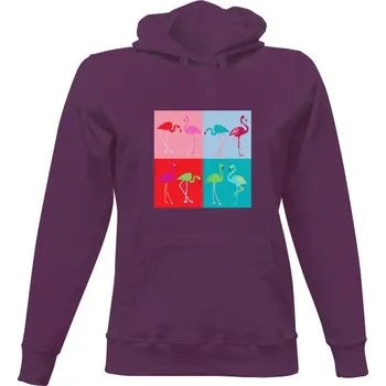 Dámská mikina Dámská mikina s kapucí s potiskem Dámská mikina plameňáci dámské