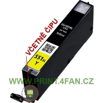 Canon CLI-551Y XL - kompatibilní pro tiskárny Canon PIXMA iP7250, iP8750, IX6850, MG5450, MG5550, MG5600, MG5650, MG5655, MG6350, MG6450, MG6650, MG7150, MG7550, MX725, MX925