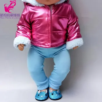 Bundička a kalhoty pro American girl a Baby Born 43 cm Motiv: růžová bunda a denim kalhoty