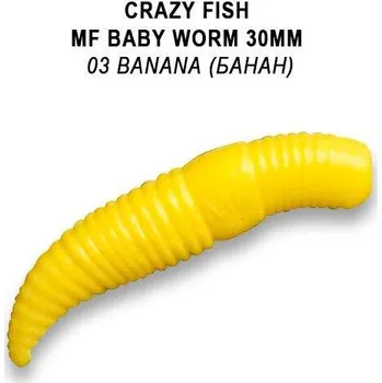 Umělá nástraha Gumová nástraha Crazy Fish Trout Baby Worm MF Sinking 30mm 03 Banana- Sýr (12ks)