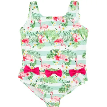 Dívčí plavky Čína Zelené jednodílné plavky s plameňákem Věk: 5T