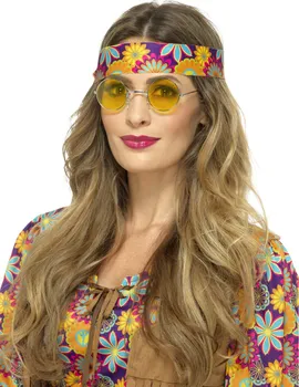 Karnevalový doplněk Smiffys Hippie brýle lenonky žluté