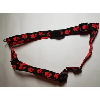 Postroj pro psa Palkar klasický postroj pro psy 52 cm - 90 cm vel. 4 černo-červená s tlapkami (Palkar klasický postroj pro psy 52 cm - 90 cm vel. 4 černo-červená s tlapkami)