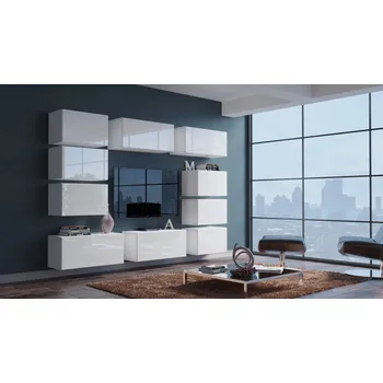 Obývací stěna Ral Obývací stěna FOFA 1, 256 cm - Bílý lesk