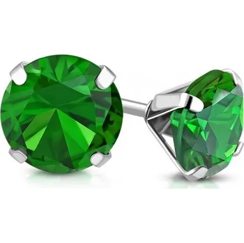 Náušnice 316Steel Náušnice zelený krystal AEH038 - puzetky