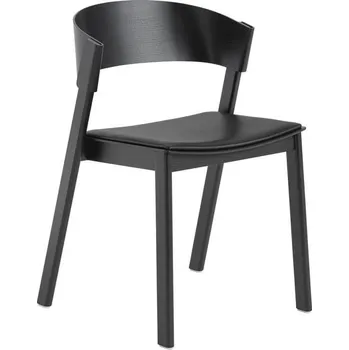 Jídelní židle Muuto Čalouněná židle Cover Side Chair, black/black refine leather