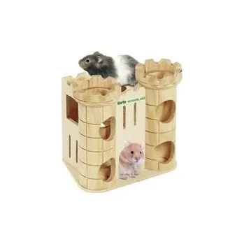 Flamingo hračka pro hlodavce hrad 16 x 11 x 15 cm dřevěný