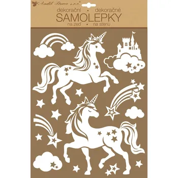 Samolepící dekorace Samolepky na zeď bílí jednorožci 27,5 x 41 cm