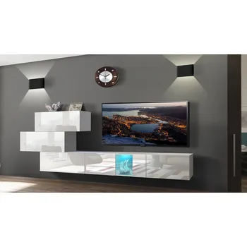 Obývací stěna Ral Obývací stěna ELSA 4, 274 cm - Bílý lesk