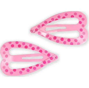 sponky do vlasů ve tvaru srdce potištěné puntíky, 2 ks Barva: světle růžová