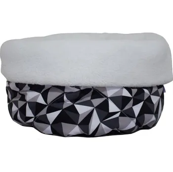 Pelíšek pro kočku Rajen pelíšek s plyšovým okrajem motiv trojúhelníky