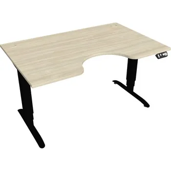 Elektricky výškově stavitelný stůl Hobis Motion Ergo - 3M segmentový, paměťový ovladač Šířka: 140 cm, Barva desky: akát, Barva kovu: černá RAL 9005 Šířka 120-180 cm / 27 barevných variant