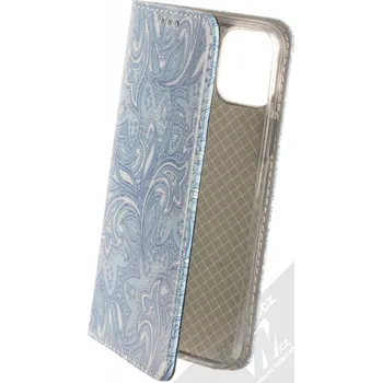 Pouzdro na mobilní telefon Sligo Smart Trendy Ledové květy 2 flipové pouzdro pro Apple iPhone 11 Pro modrá bílá (blue white)