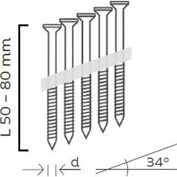 Sponkovačka KM REICH Hřebíkové vruty páskované plastem 2,8 x 50mm, 34°, 1250ks, KMR 10401915