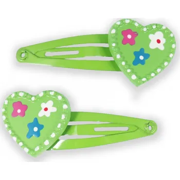sponky do vlasů se srdíčkem, 2 ks Barva: zelená
